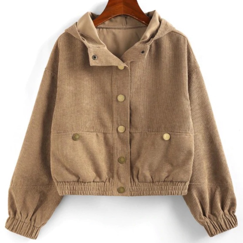 Hooded corduroy jacket